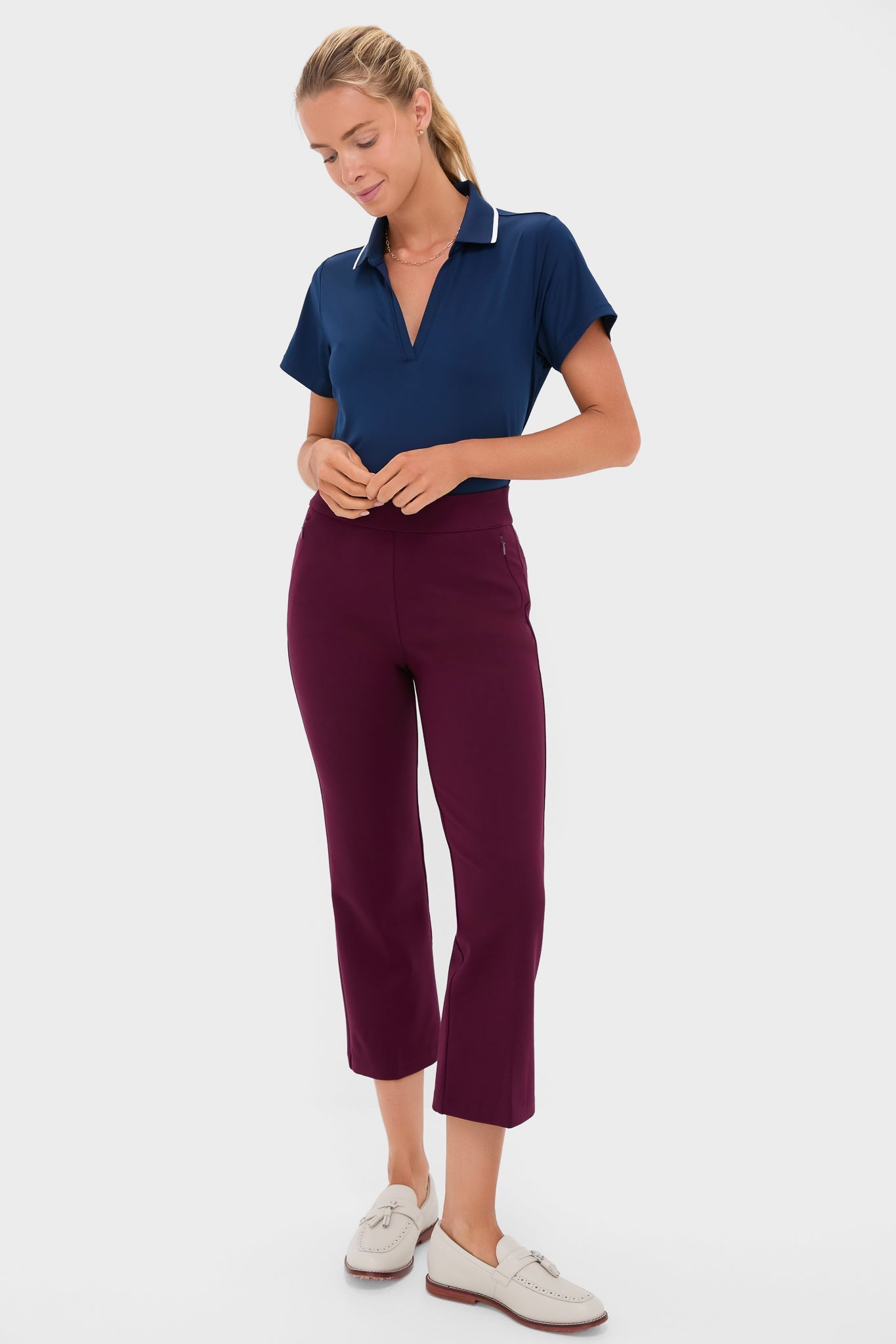 Navy Short Sleeve Performance Jersey Caroline Polo