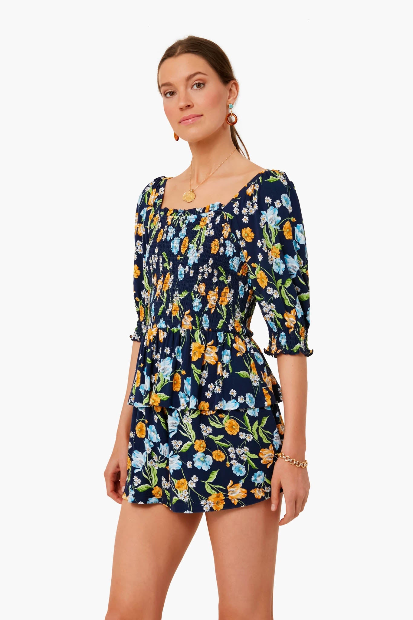 Spring Blooms Knit Smocked Top