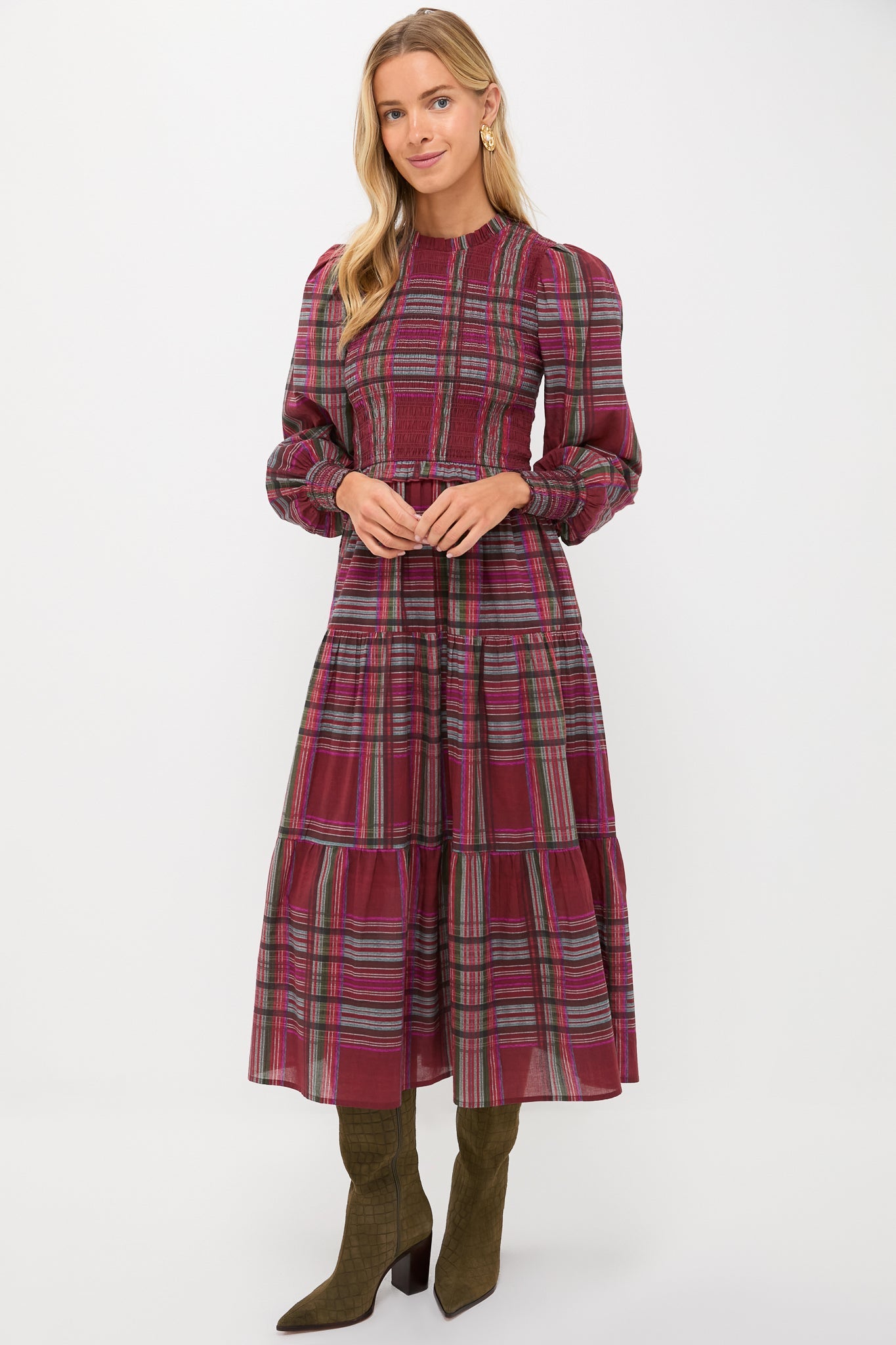 Red Plaid Ivy Maxi Dress