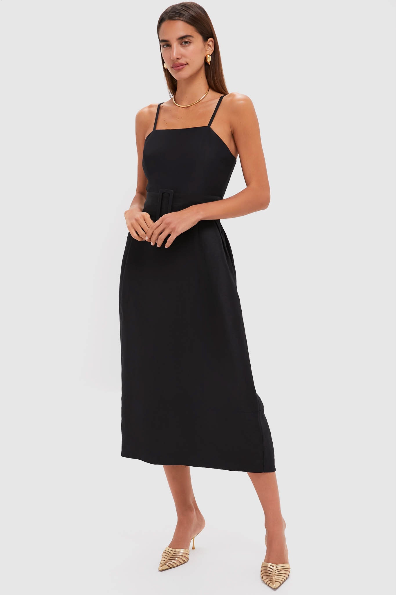 Black Artichoke Dress with Belt