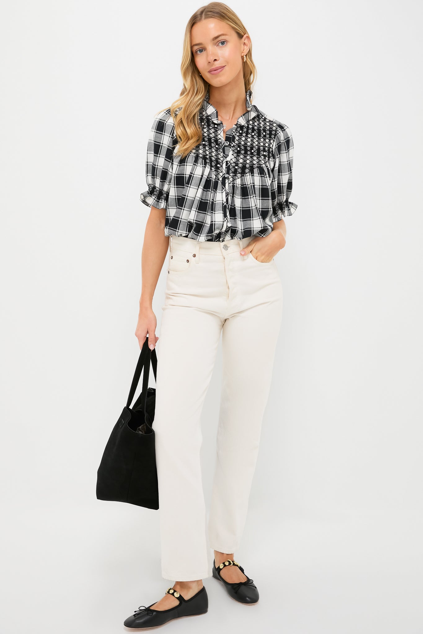 Black and White Arena Flannel Milvia Blouse