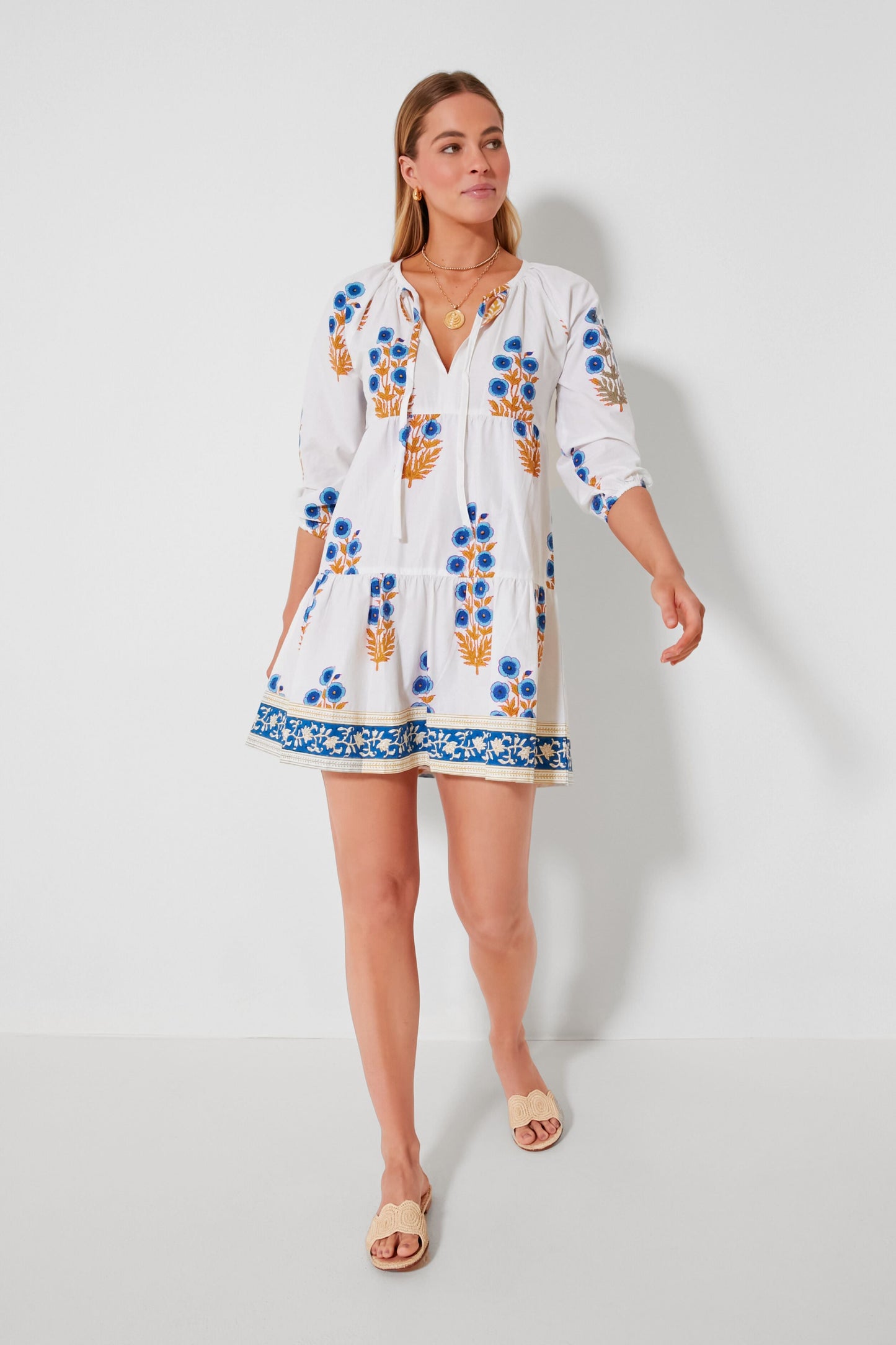 Cornflower Blue Poppy Print Joci Dress