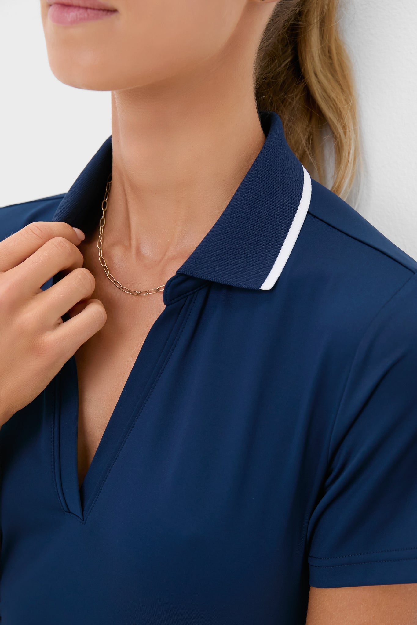 Navy Short Sleeve Performance Jersey Caroline Polo