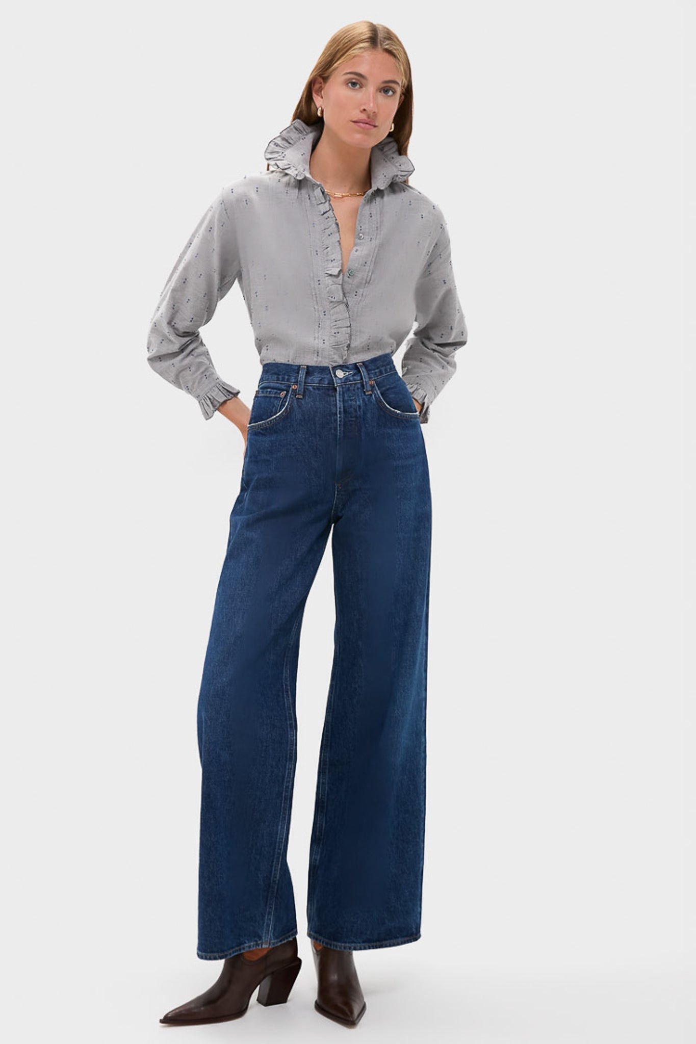 Indigo Dots French Heirloom Shirt