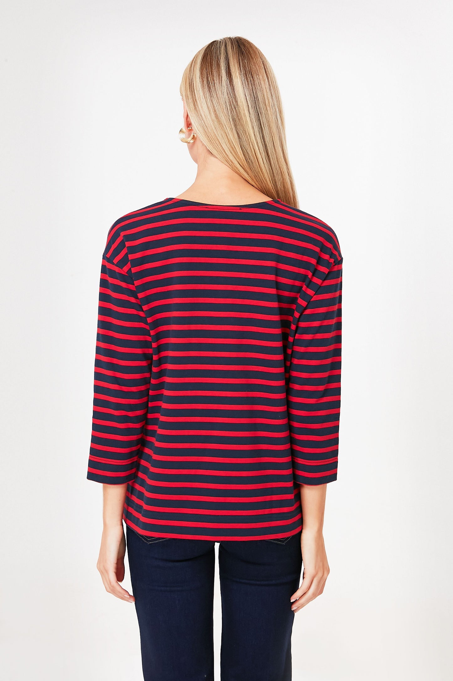 Red and Navy Stripe Becs Tee