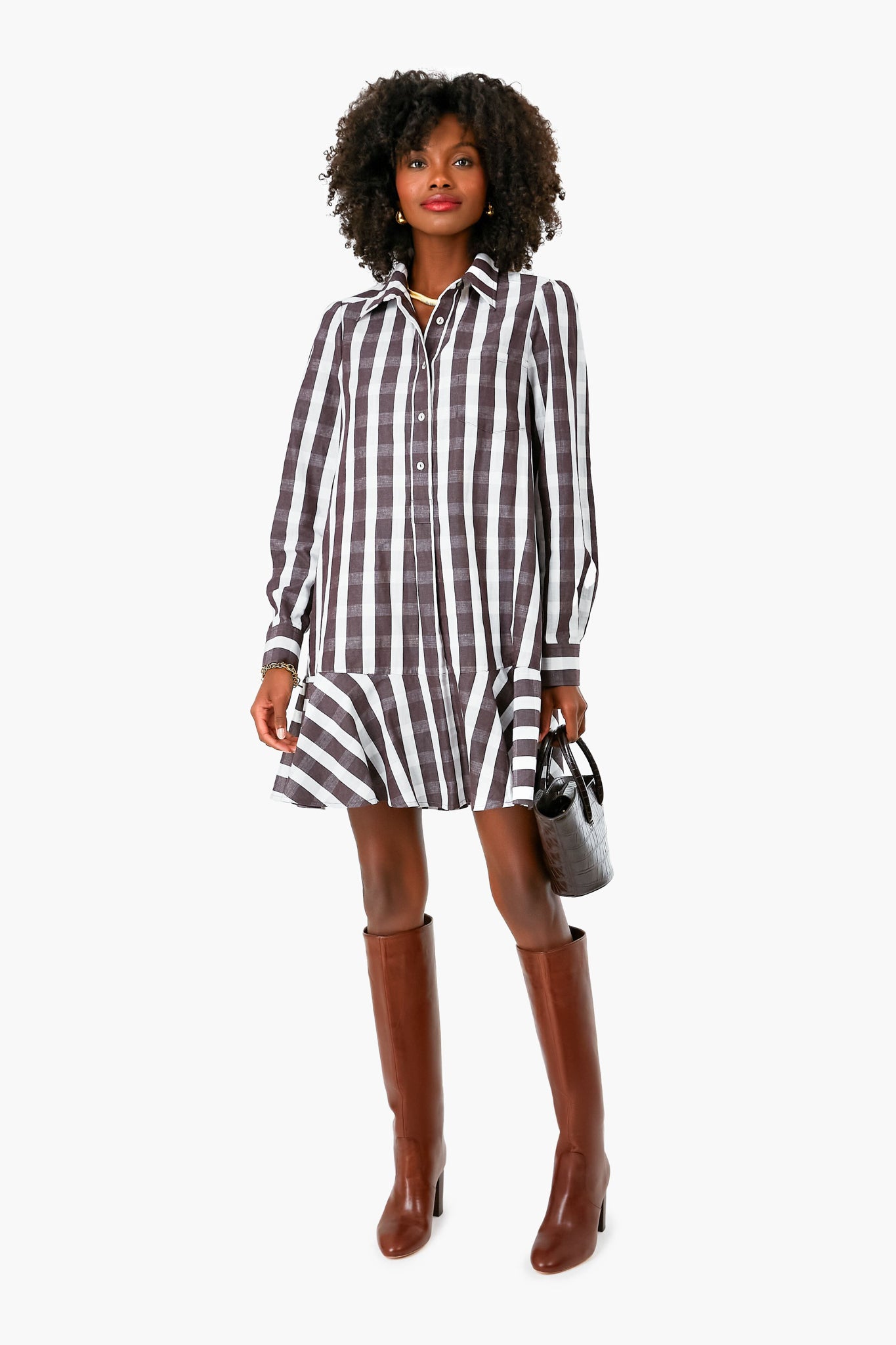 Espresso Check Callahan Dress