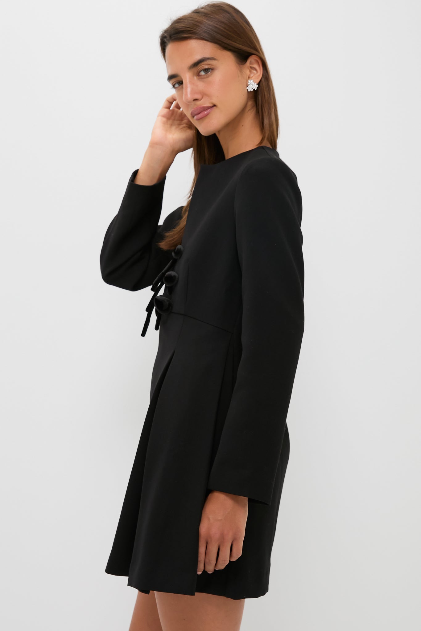 Black Crepe Blair Bow Coat Dress
