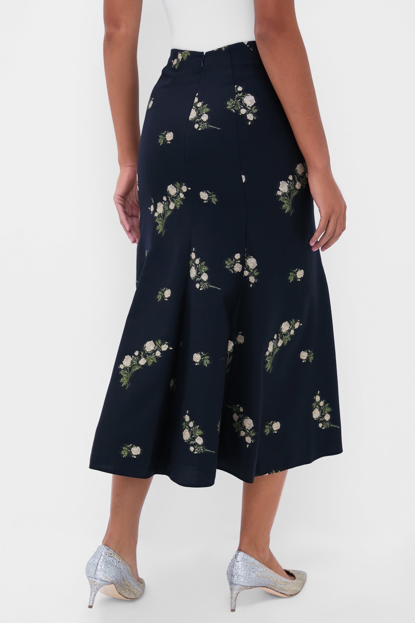 Midnight Blue Pencil Midi Skirt