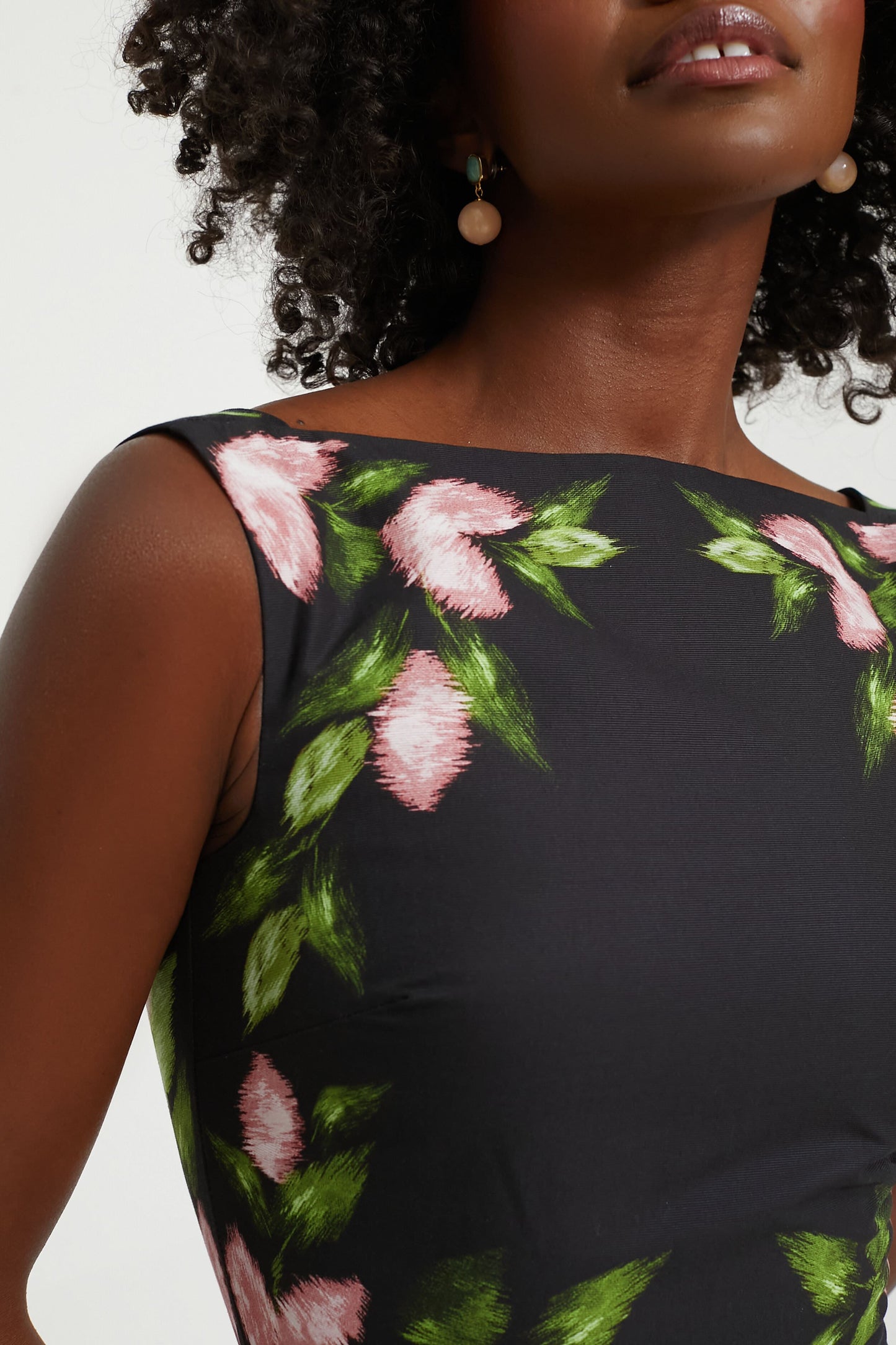 Black Floral Sleeveless Midi Dress