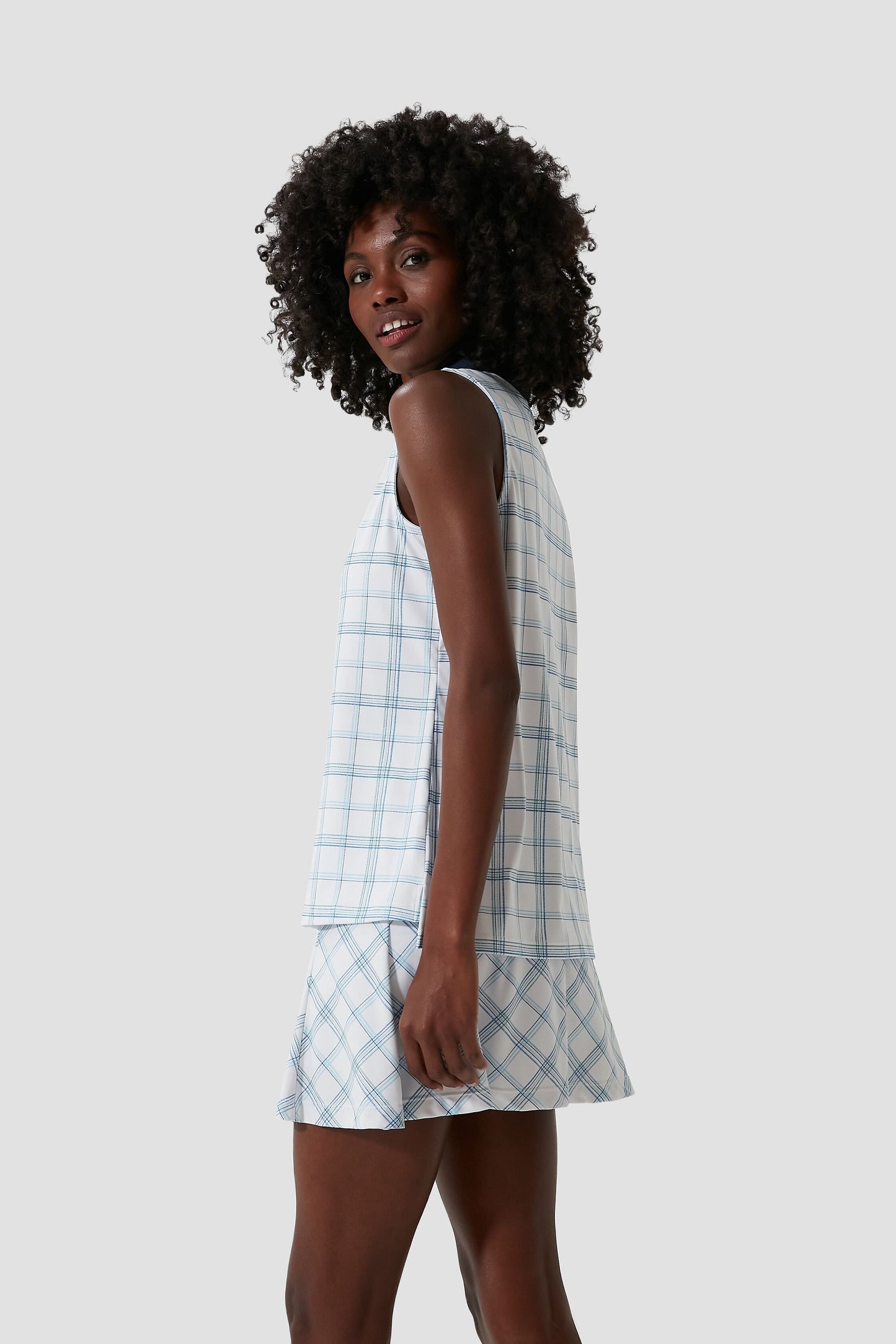 Provincial Plaid Sleeveless Caroline Polo