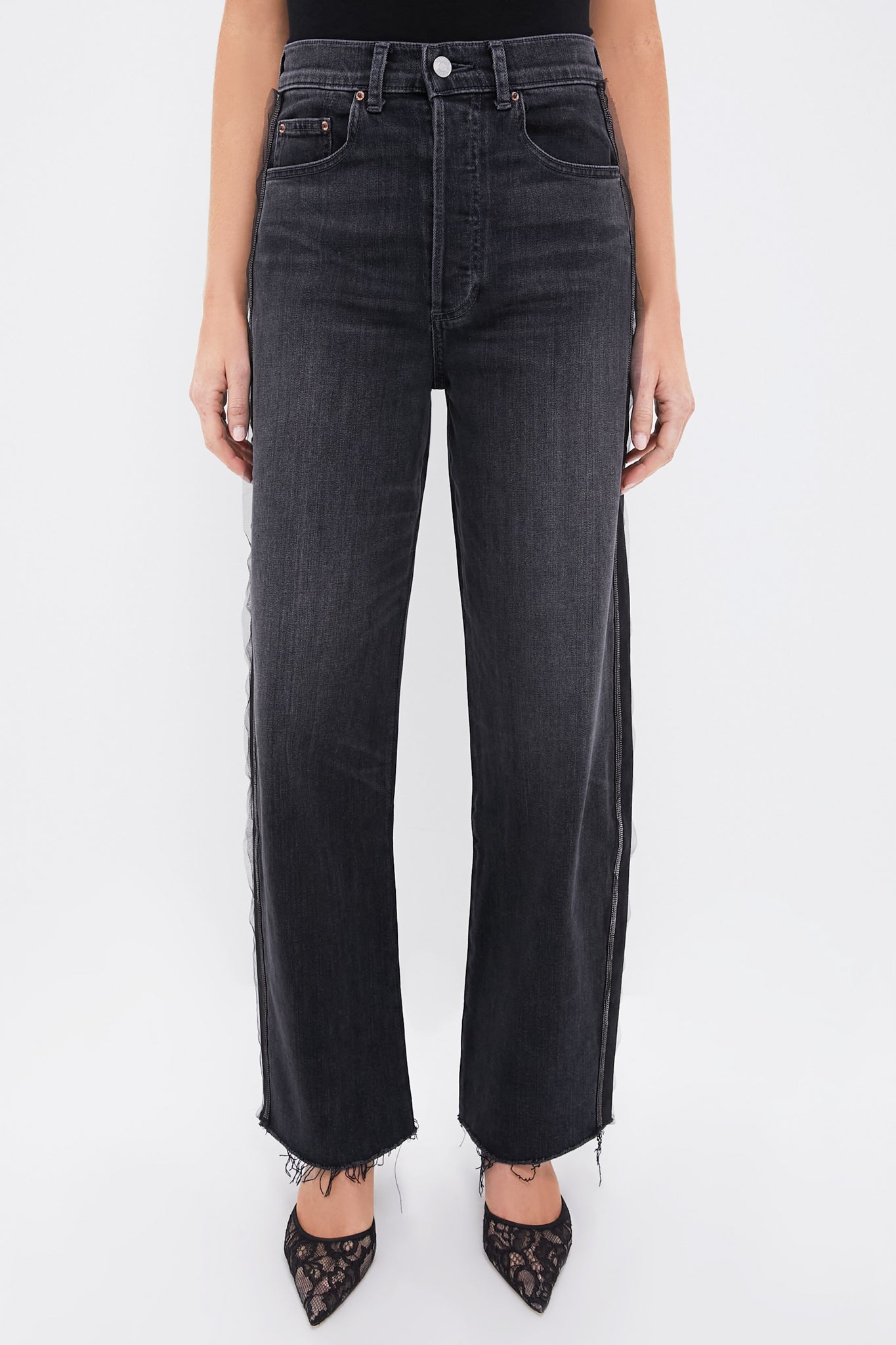 Vintage Charcoal Beaded Tux Stripe Nomad Jean