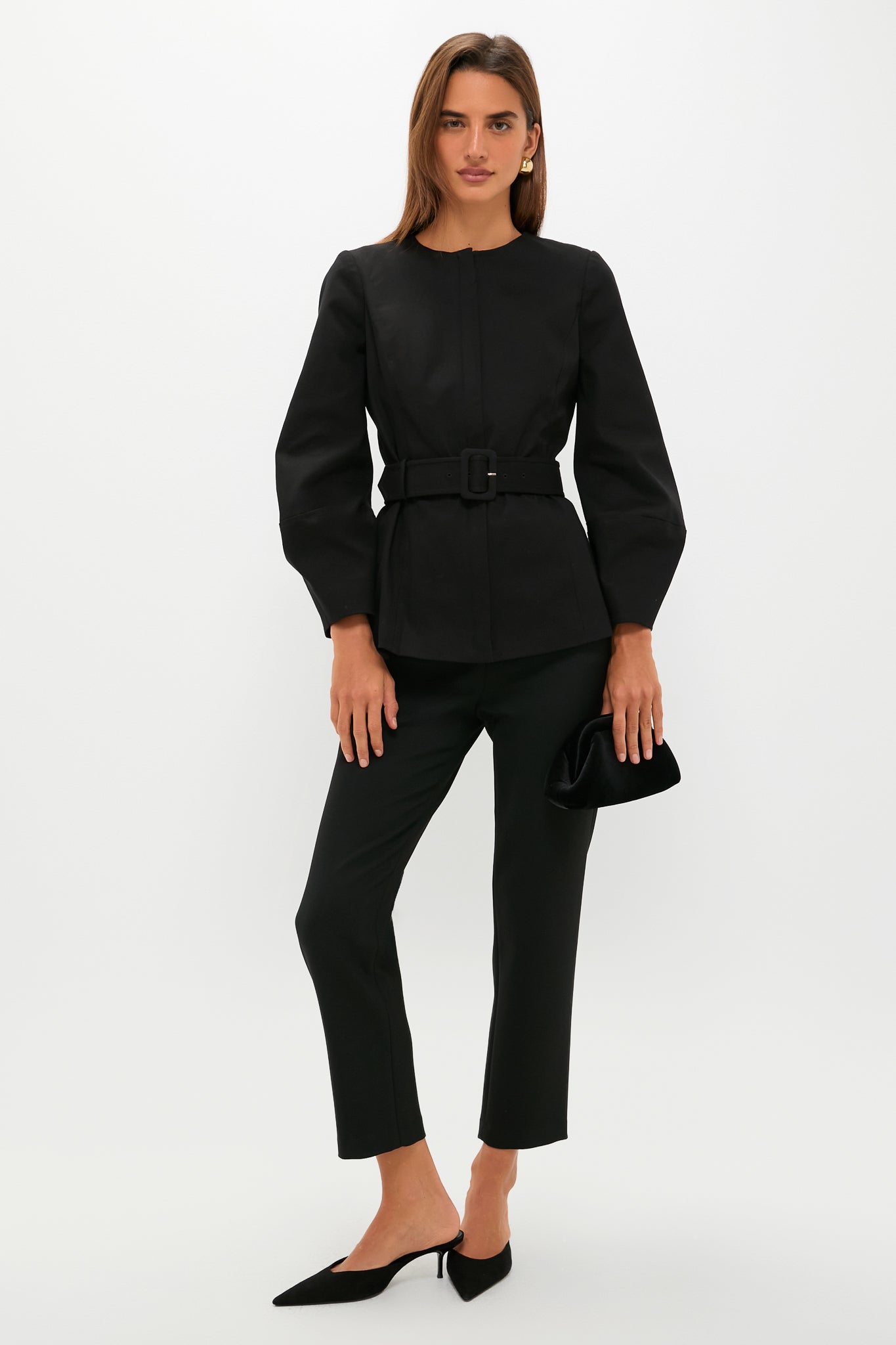 Black Long Sleeve Structured Rhoda Tunic Top