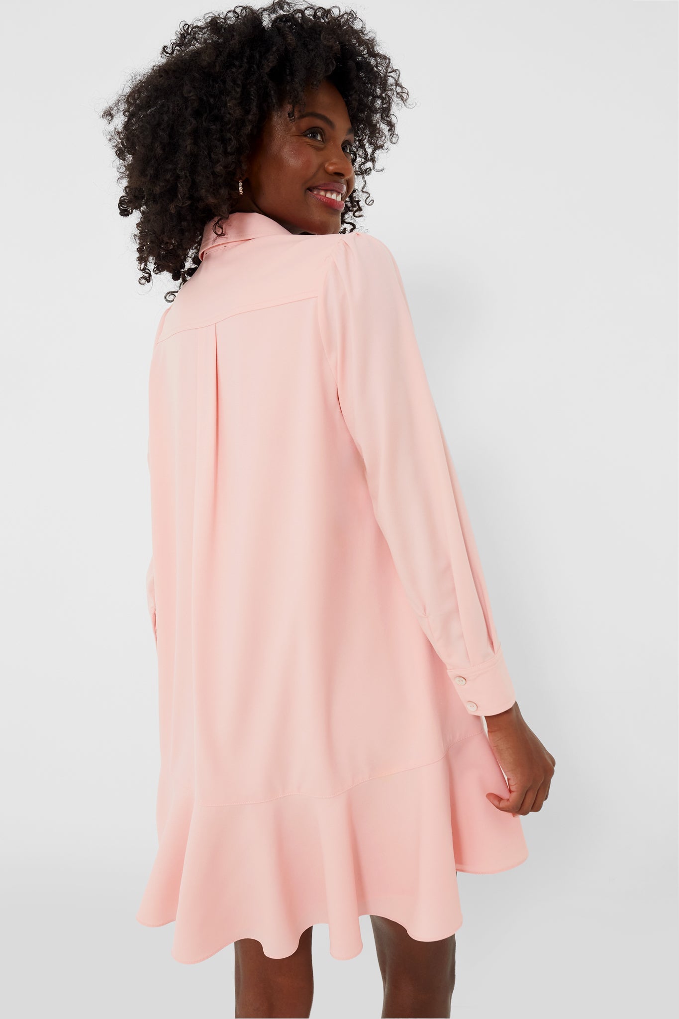 Bermuda Powder Pink Crepe Callahan Shirt Dress