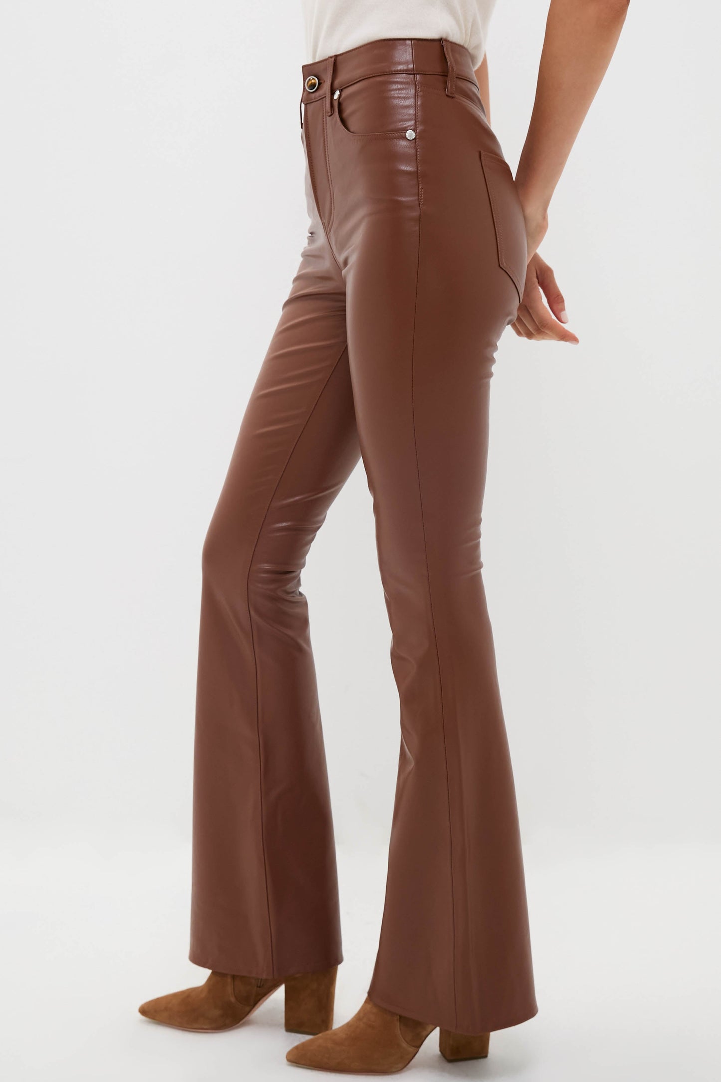 Mahogany Faux Leather Beverly High Rise Skinny Flare