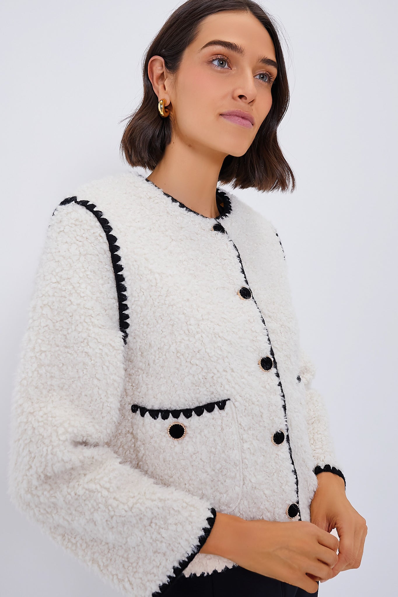 Cream & Black Trim Audrey Jacket