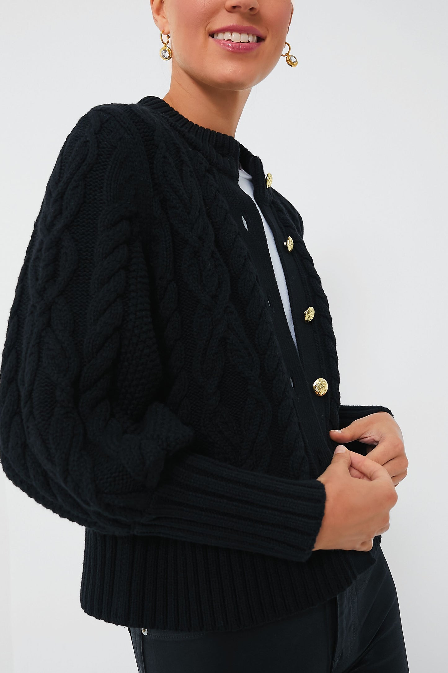 Black Cotton Collins Cardigan