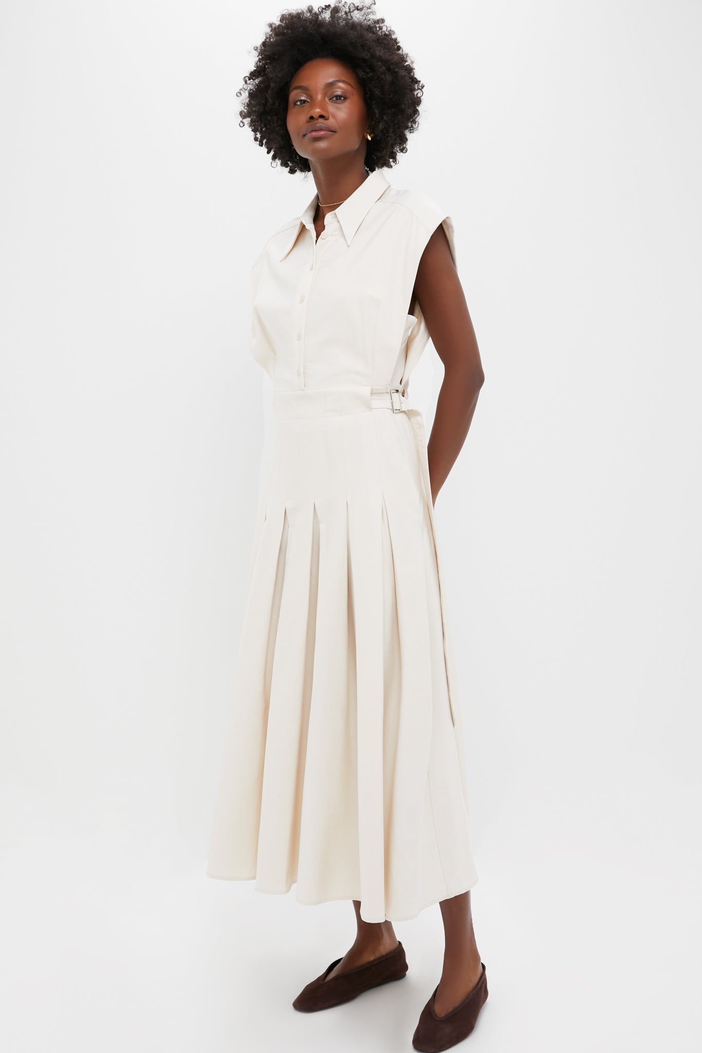 Ecru Quince Midi Shirt Dress