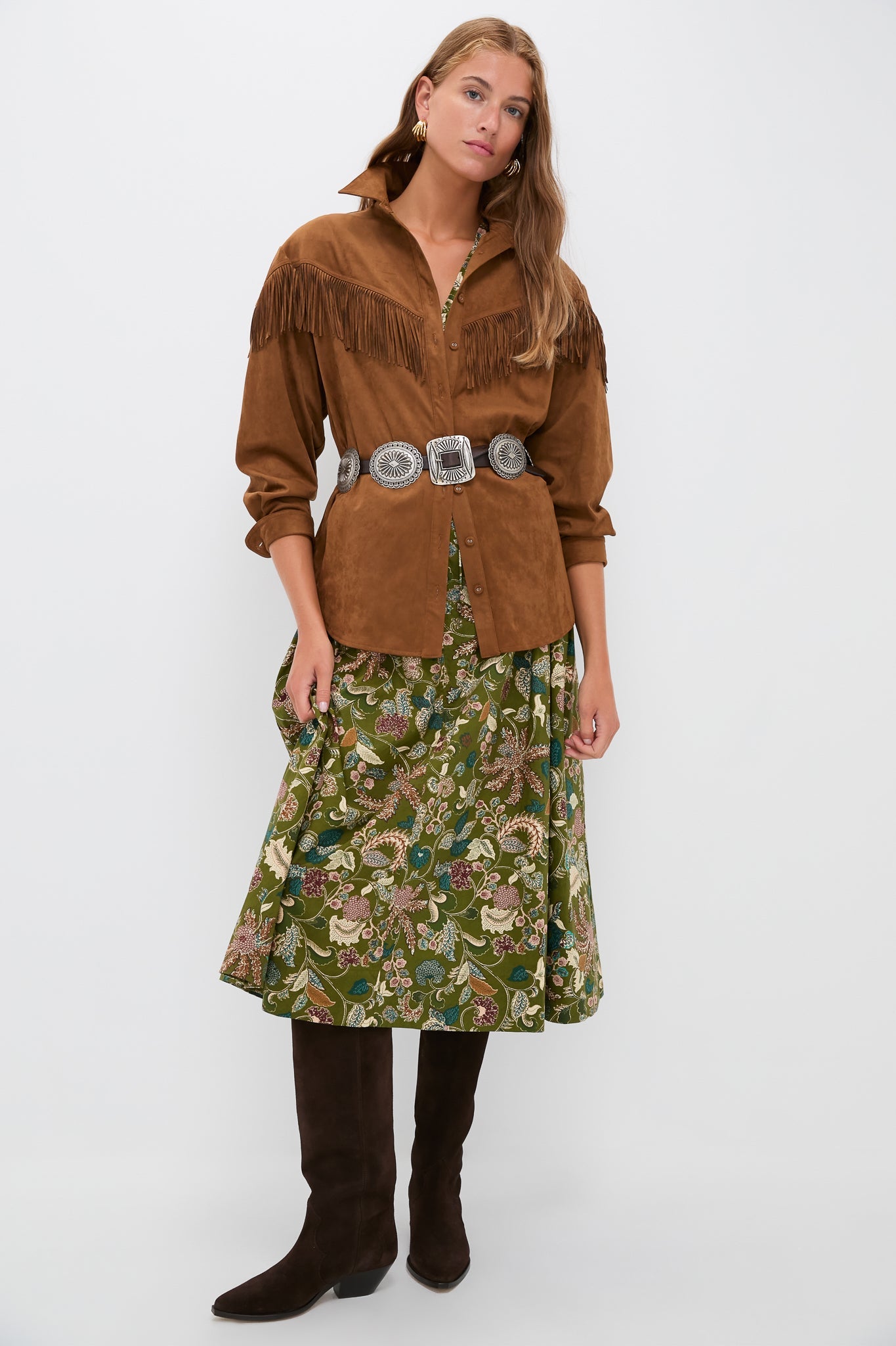 Taupe Clea Fringe Shirt