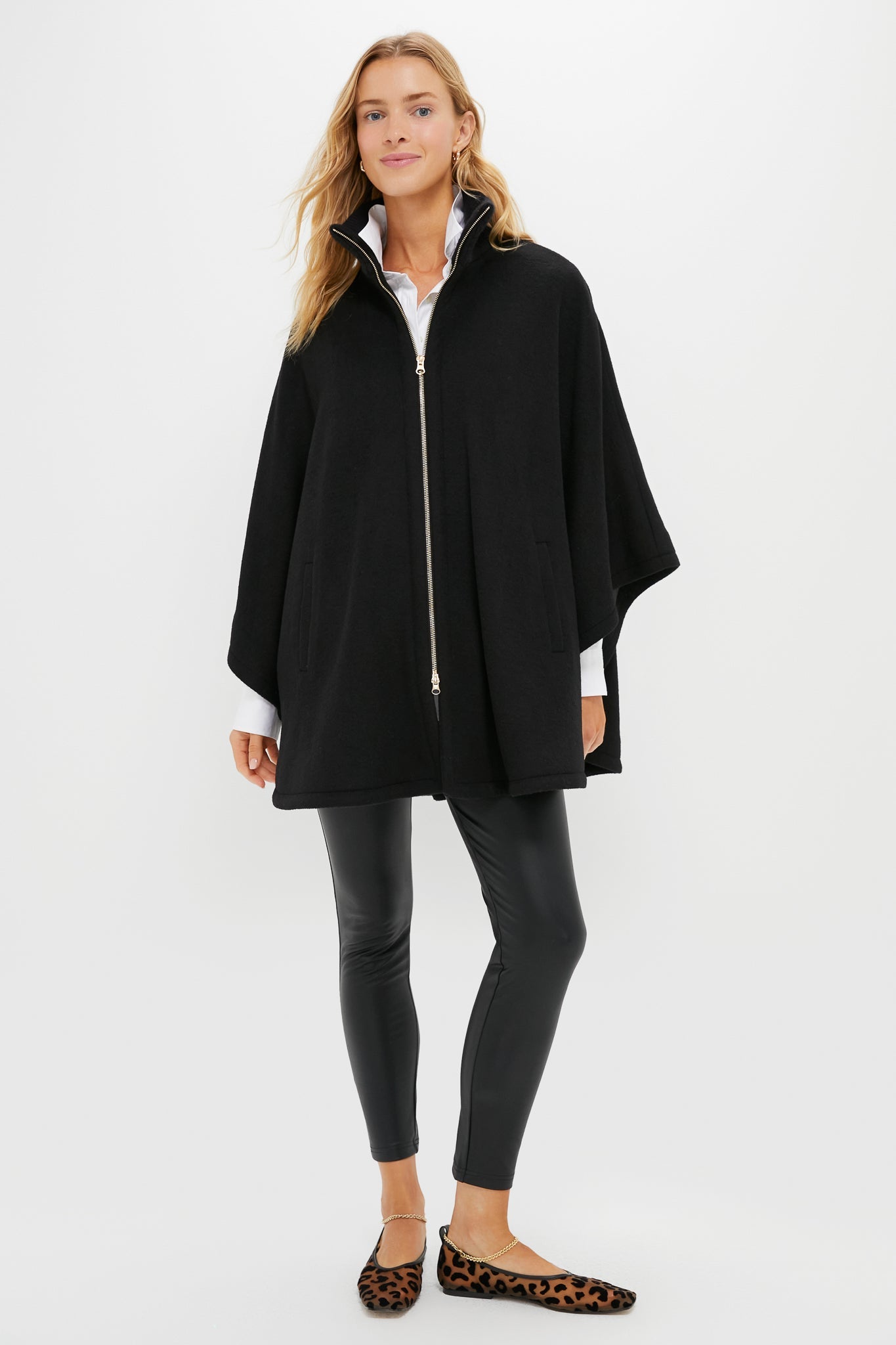 Black Full Zip Huntington Poncho