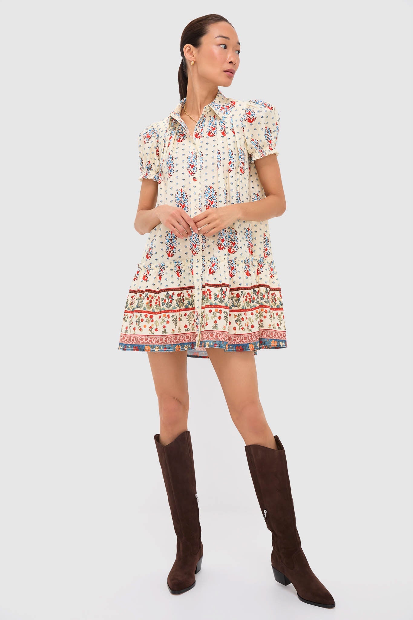 Fall Floral Cream Drifter Mini Dress