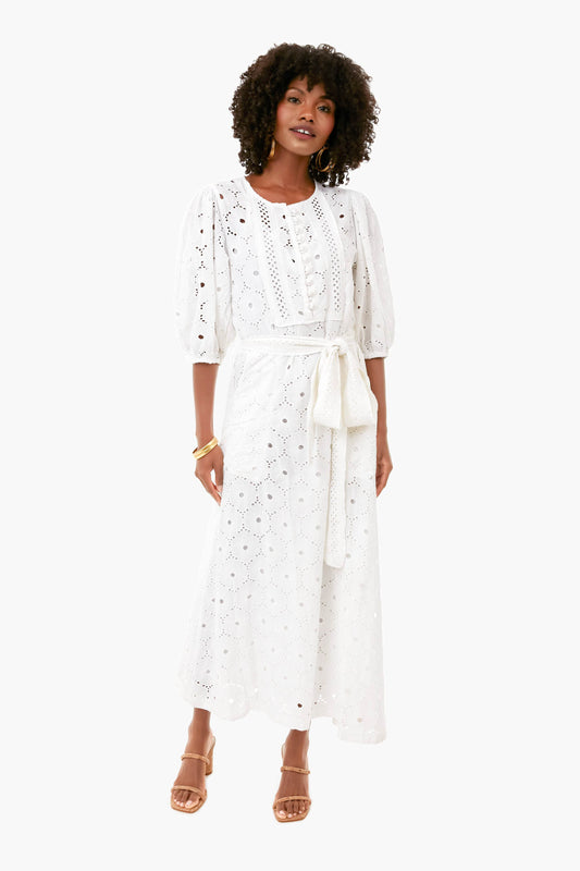 White Eyelet Gerbera Daisy Carmel Kaftan