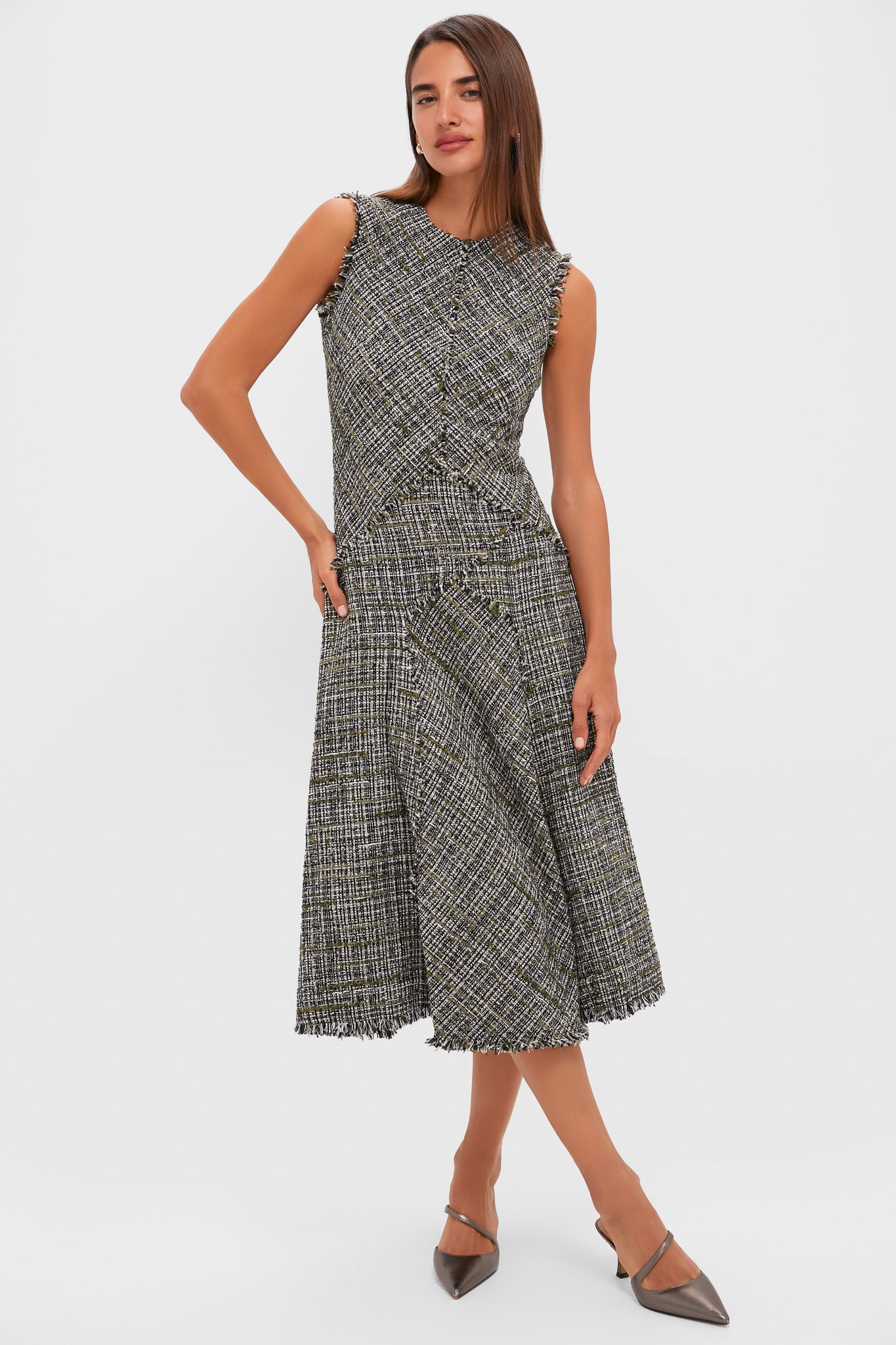 Dark Olive Sleeveless Midi Dress