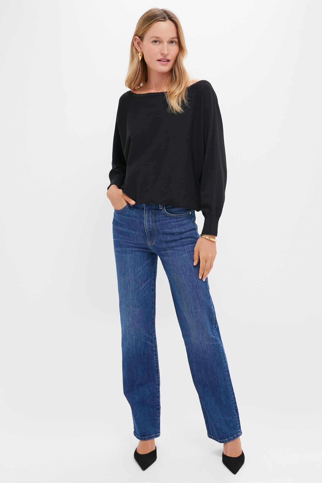 Black Wide Neck Valencia Sweater