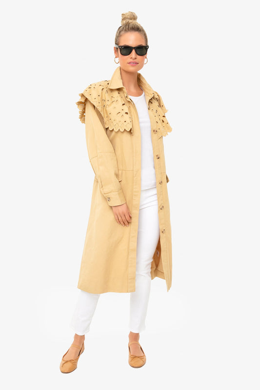 Camel Hazel Eyelet Trench Coat