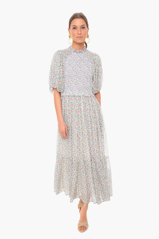 Multi Bubbie Ditsy Bubble Sleeve Maxi