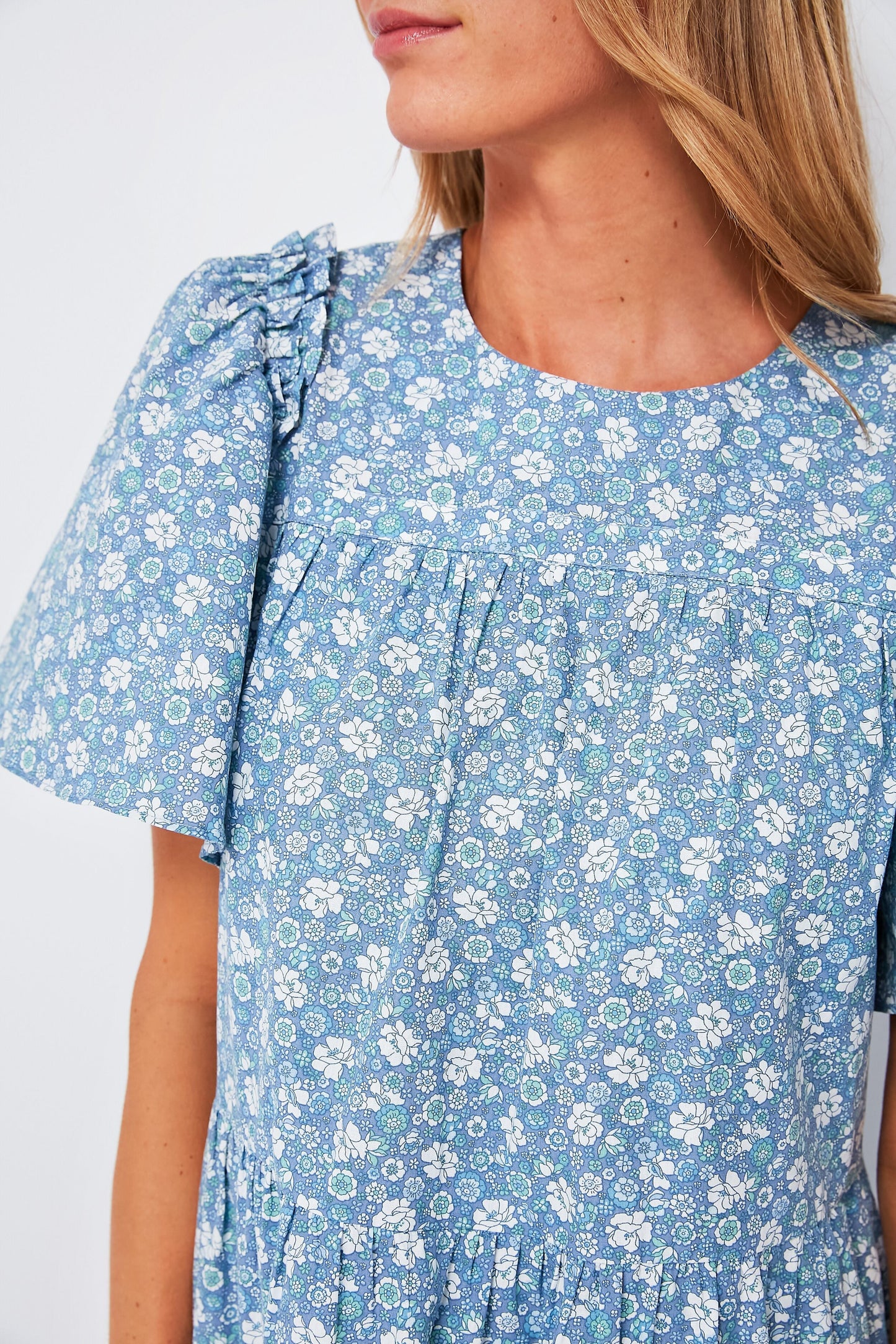 Blue and White Floral Romy Mini Dress