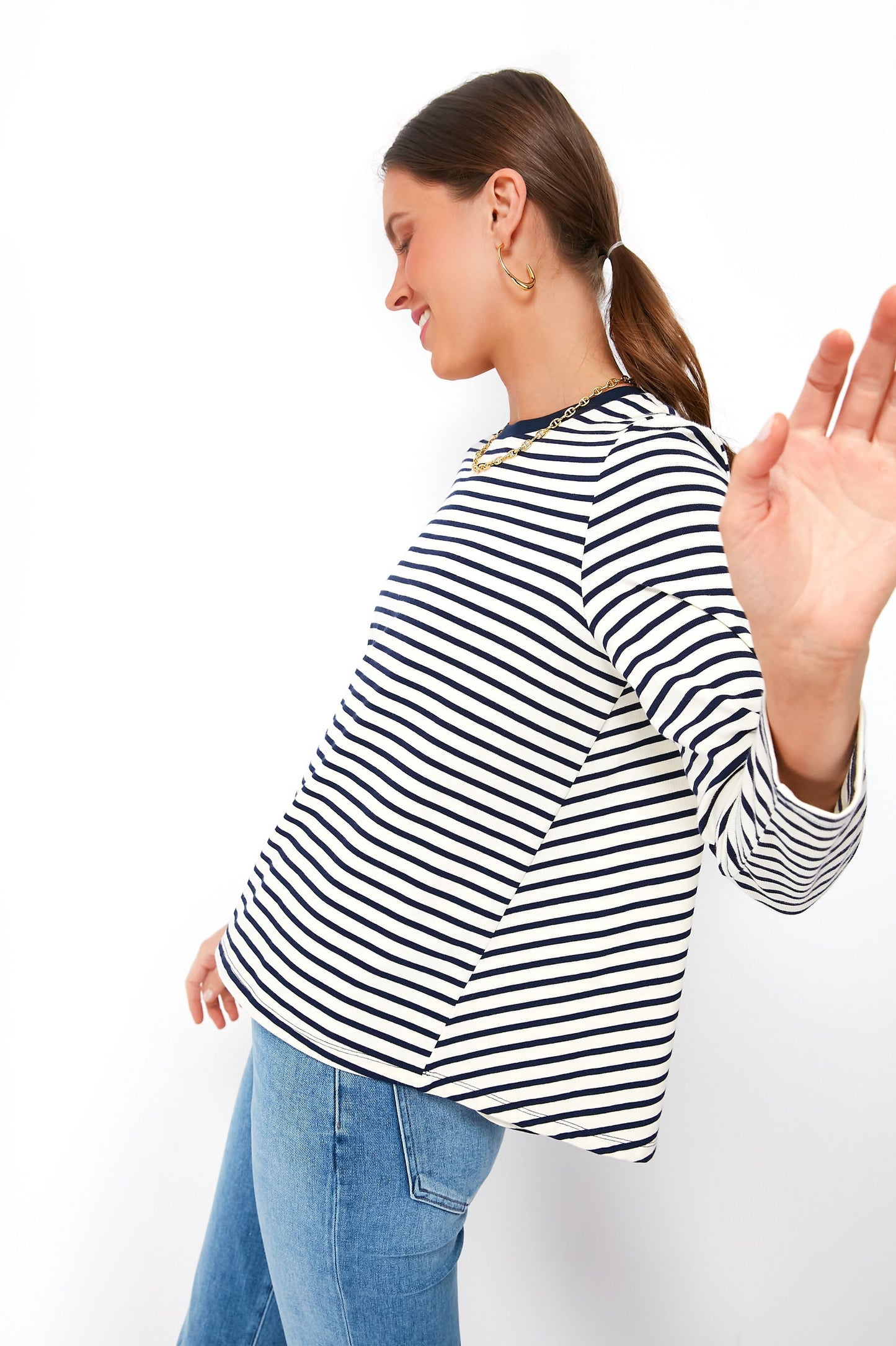 Navy Striped Wells Tee