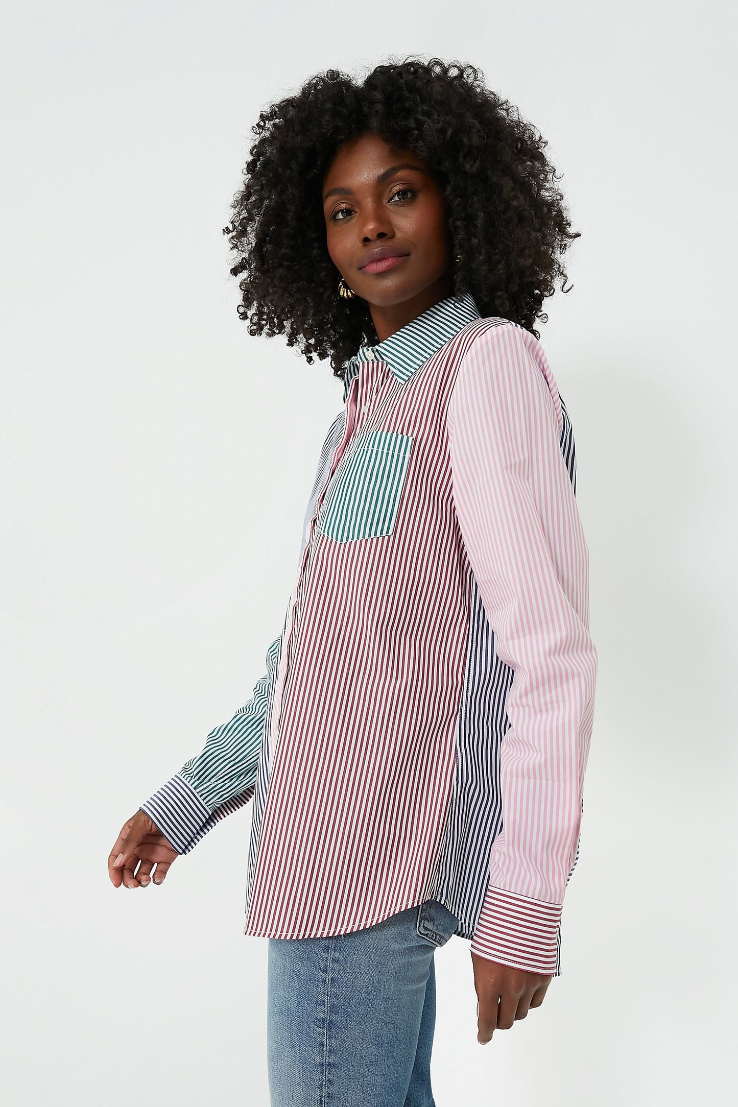 Dark Multi Stripe Boyfriend Shirt