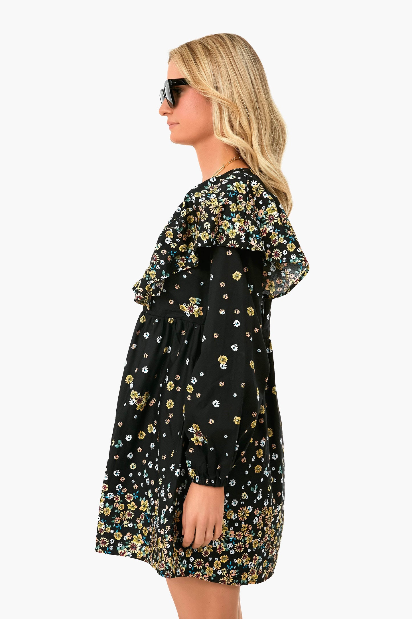 Black Multi Floral Field of Dreams Mini Dress