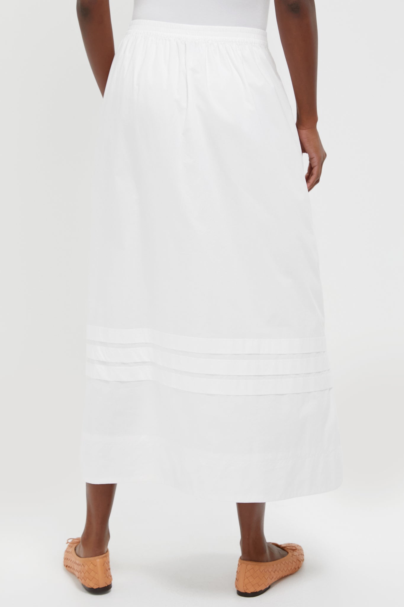 Ivory Pintuck Solstice Midi Skirt