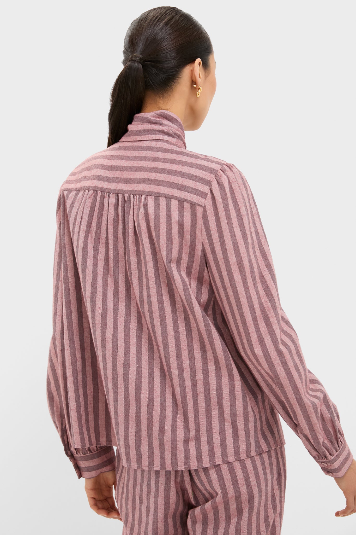 Mauve Stripe Brianna Bow Blouse