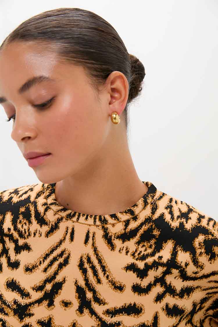 Bengal Cade Jacquard Knit Long Sleeve Pullover