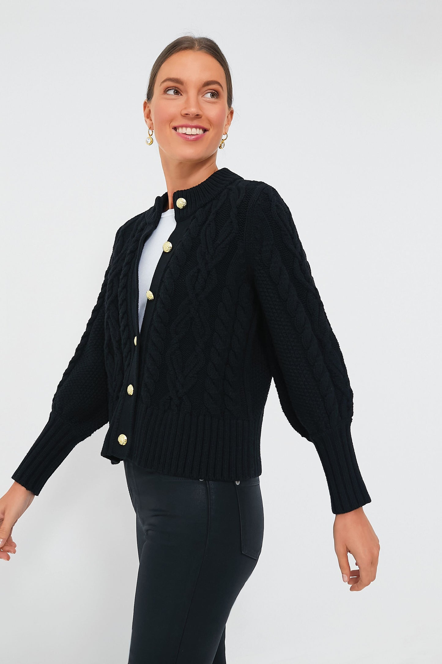 Black Cotton Collins Cardigan