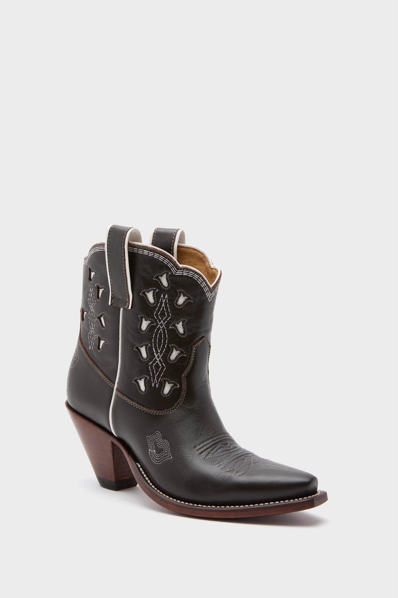 Chocolate and White Low Bright Boots