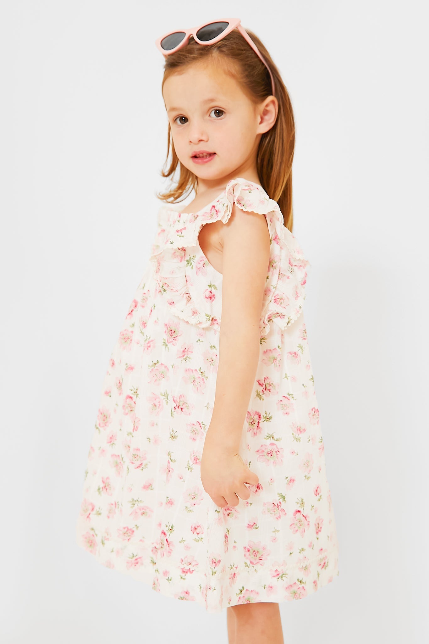 Little Girls Floral Smocked Cotton Dress