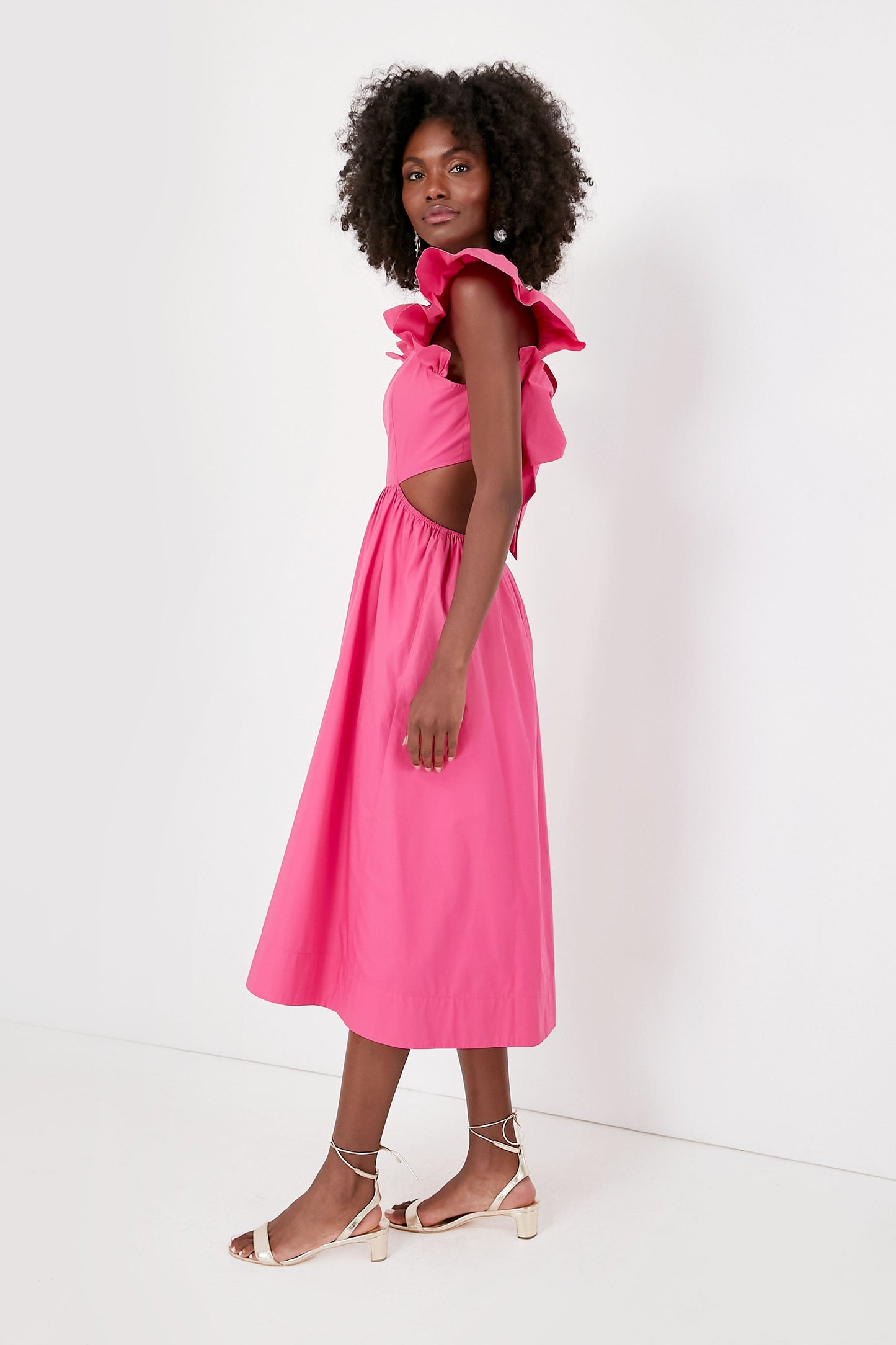 Fuchsia Flutter Sleeve Aspyn Midi Dress
