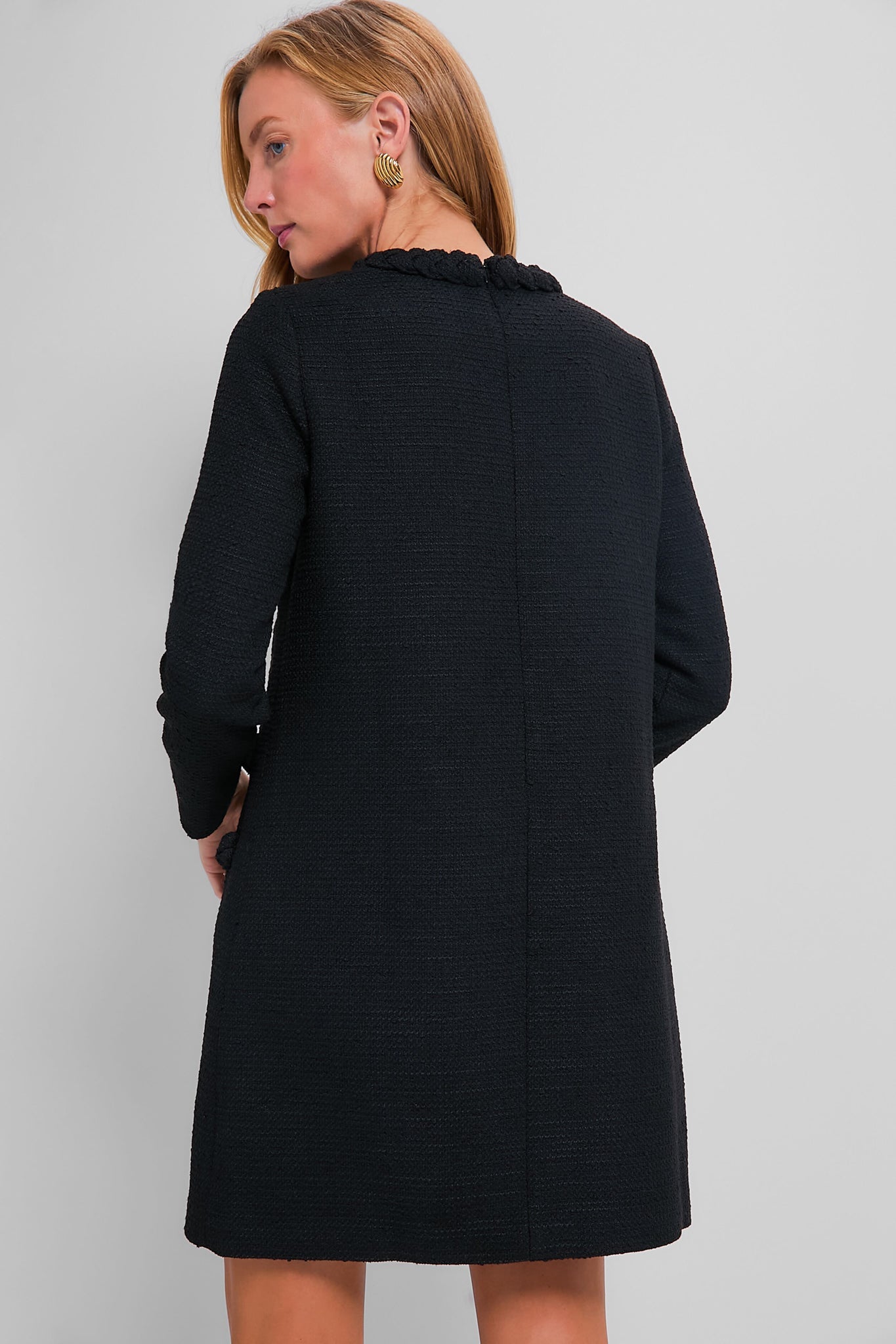 Black Tweed Long Sleeve Jackie Dress