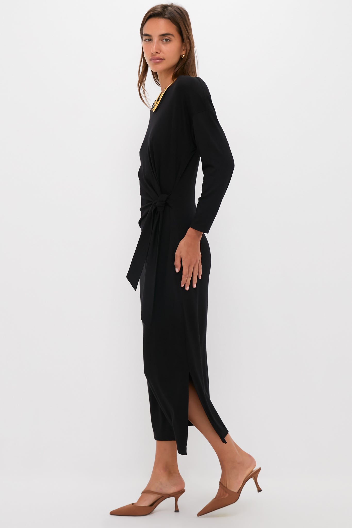 Black Side Tie Elspeth Maxi Dress