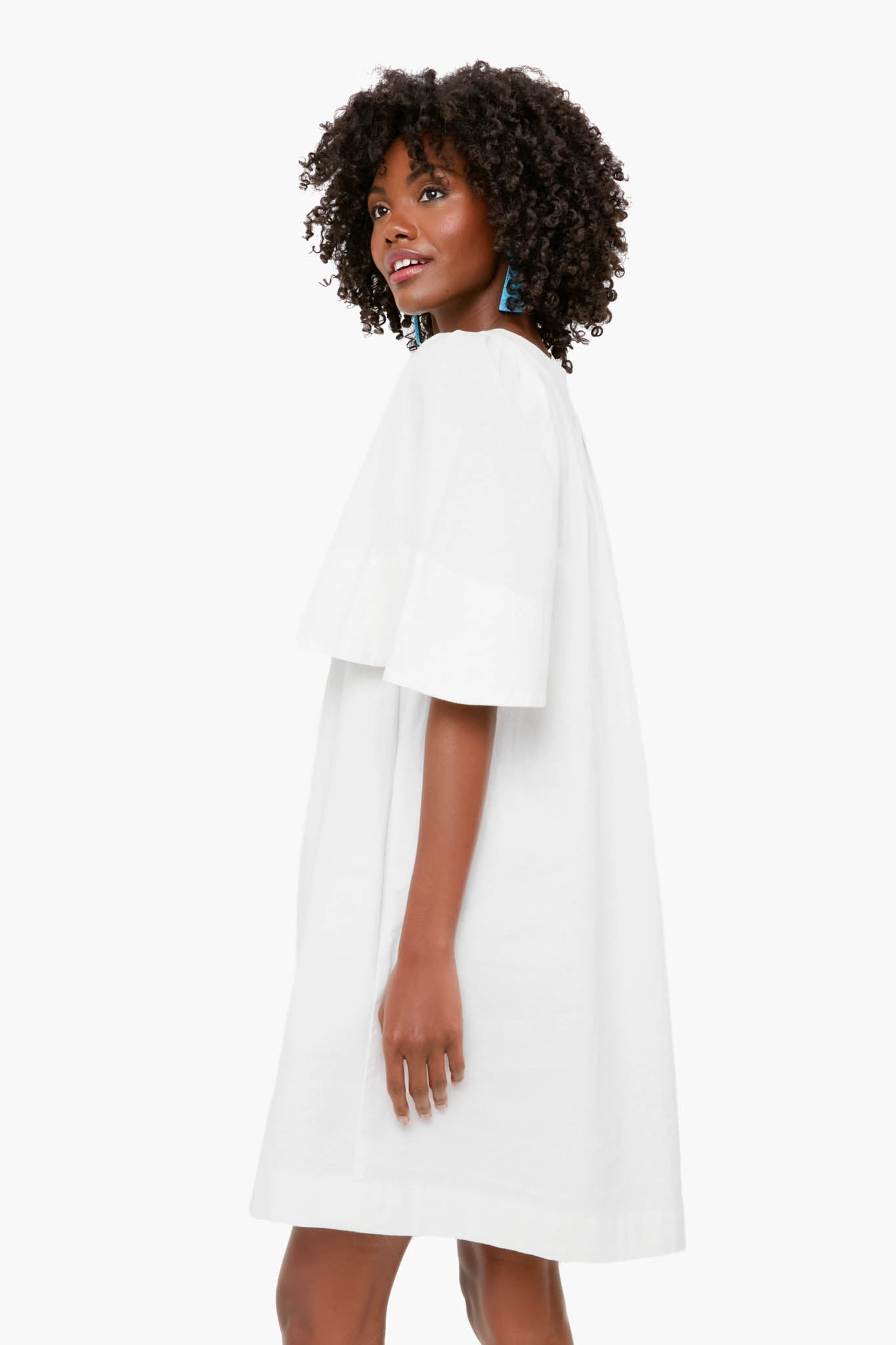 White Finley Flutter Sleeve Dress