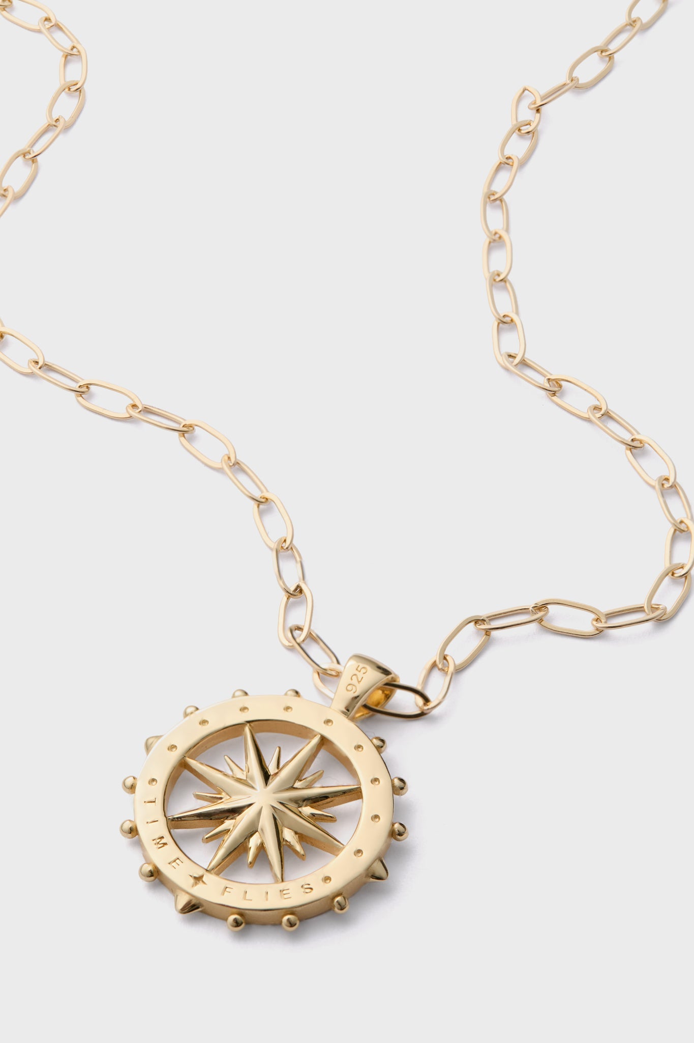 Gold Forever Sundial Cutout Coin Pendant