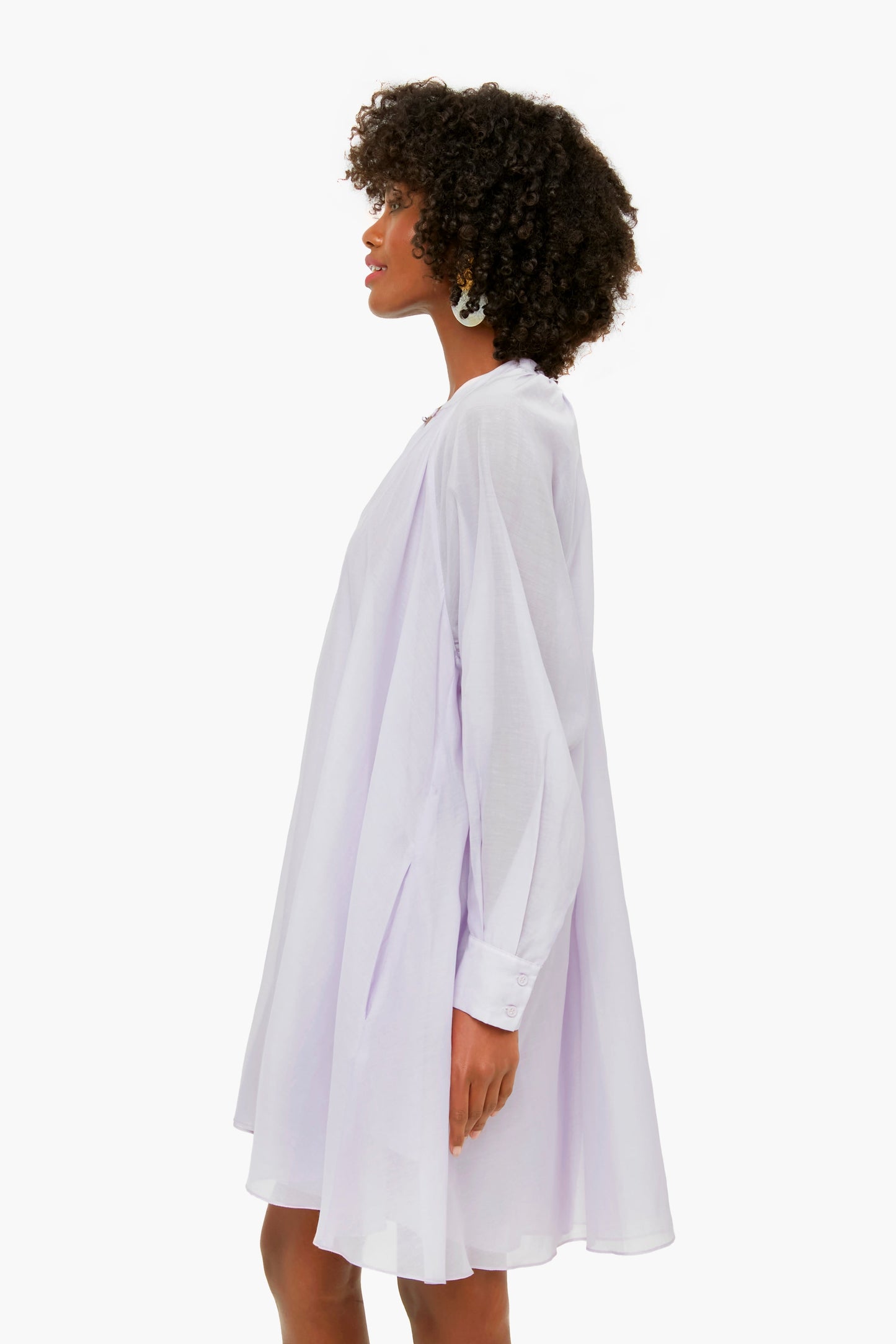 Wisteria Long Sleeve Silk Cotton Dress