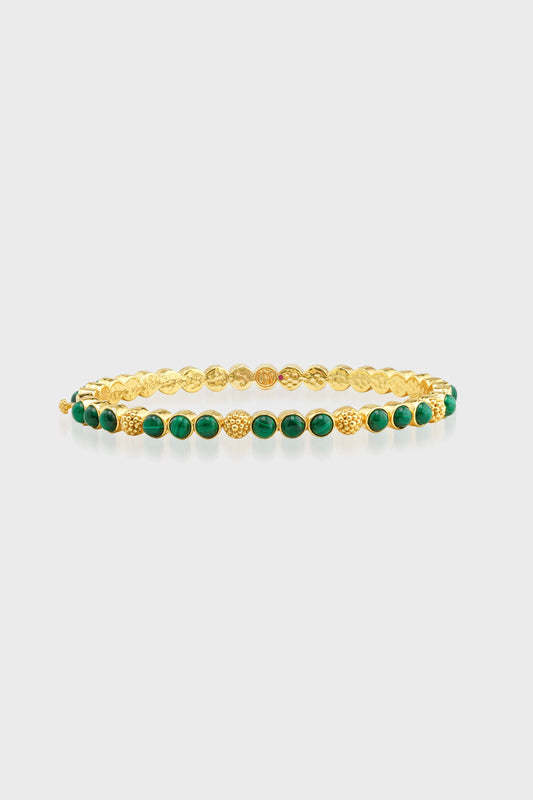 Berry Gem Petite Hinged Bangle - Malachite