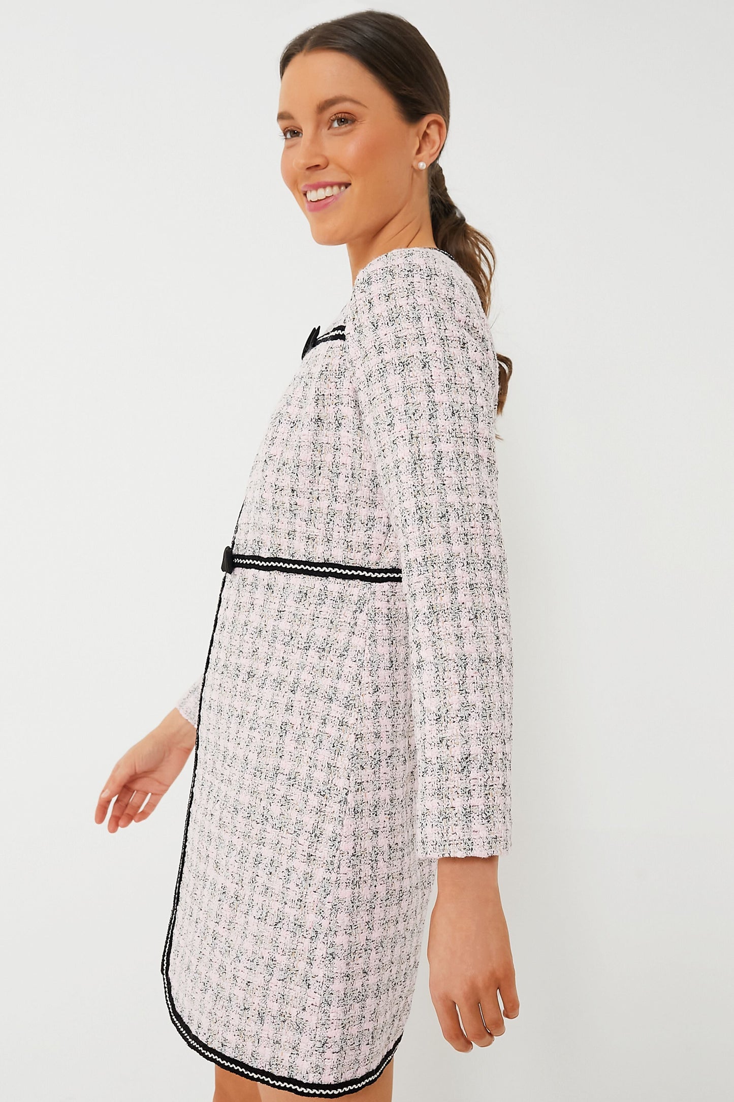 Pink Bow Tweed Brigitta Dress