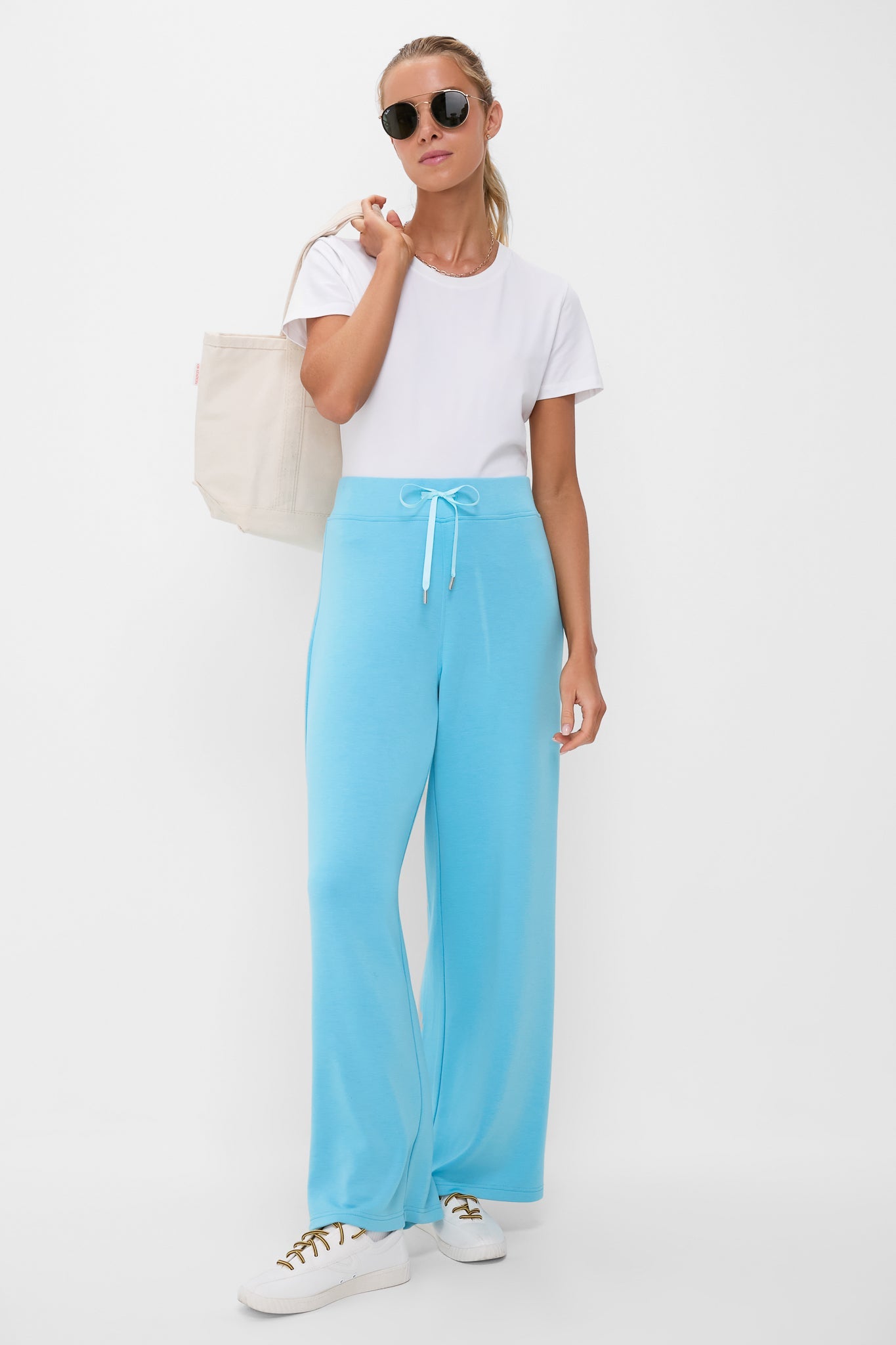 Milky Blue Wide Leg Comfort Stretch Finn Pants