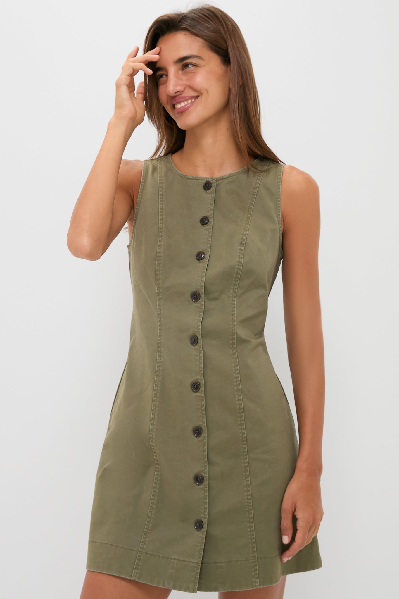 Burnt Olive Chino Rhoda Mini Dress