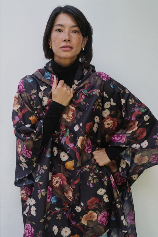 Black Floral Barbour x Tuckernuck Poncho